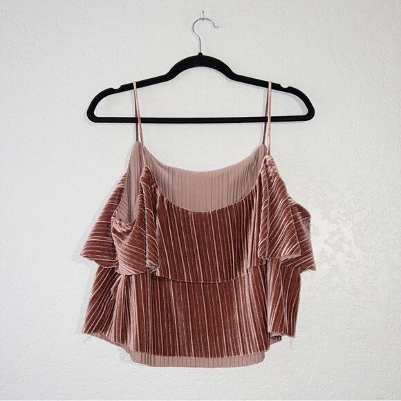 Elodie Pink Velvet Tiered Tank Top Size Large - Picture 5 of 5